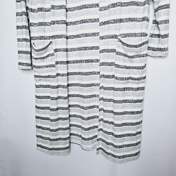 New Nine West Lightweight Super Soft Striped Duster Cardigan Long Line XS - Picture 7 of 8
